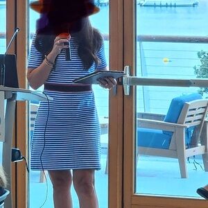 Draper James Blue and White Striped Mini Dress